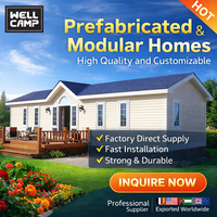 WELLCAMP Maison de montagne rustique en structure acier, Villa légère en acier, 2 chambres, Maisons modulaires de luxe en panneaux sandwich, Hôtel étanche