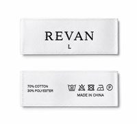 Étiquettes tissées rectangulaires personnalisées écologiques en polyester double brocart satiné coupe droite – Vente en gros usine de Shenzhen pour vêtements