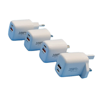 PD QC3.0 Chargeur rapide 20W Adaptateur mural Prise 3 broches Version britannique Adaptateur chargeur de voyage Type C