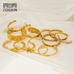 Zogxin Gold Tone <b>Bangle</b> <b>Bracelets</b> With Colorful Rhinestones For Women Fashion Jewelry - Product Image 1