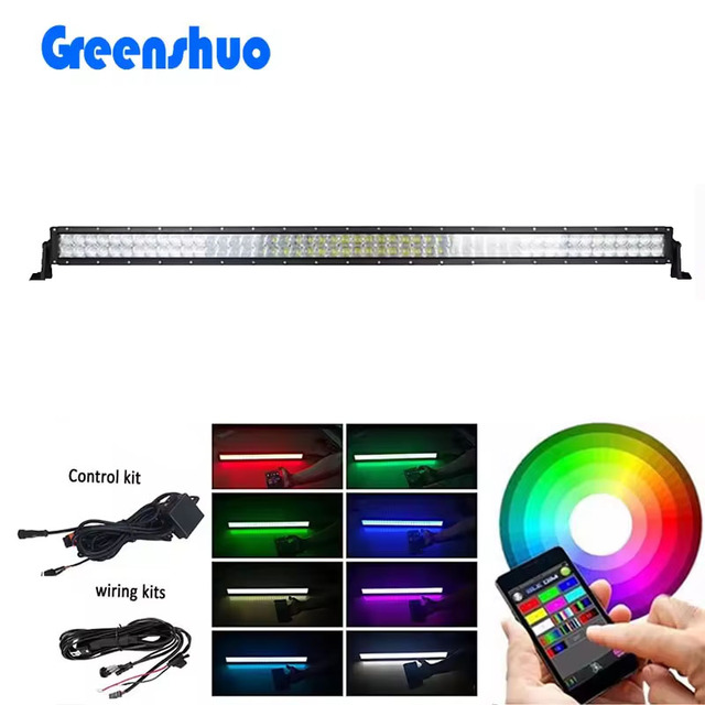High Power Bar 42inch 24v RGB Light Bar 240w Truck Roof Offroad 5D Led Light Bar APP Control With Wire Harness