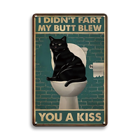 Plaques en étain imprimées pour chat vente en gros Plaques en métal pour toilettes vintage animaux pour la décoration de la salle de bain