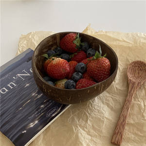 Pabrik harga baik grosir 100% alami ramah lingkungan Coco mangkuk kelapa kerang dengan sendok Set Untuk keluarga - Product Image 1