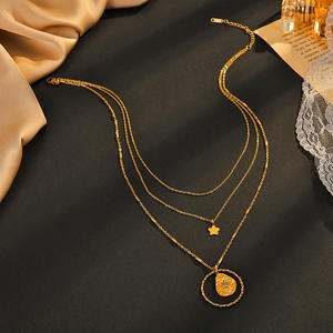Europeo americano 14K oro a tre strati collana a goccia d'acqua semplice moda ciondolo in stile stella a cinque punte all'ingrosso - Product Image 3