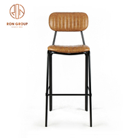 Tabouret de Bar en velours avec dossier en cuir, de Style industriel, pour Pub, discothèque, café, Restaurant