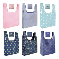 Sac à provisions pliable en polyester vierge avec logo personnalisé Sac fourre-tout d'épicerie pliable enroulable et réutilisable écologique