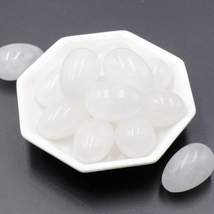 도매용 노란색 옥 광택 석영 크리스탈 자갈 달걀 모양 장식용 돌 - Product Image 4