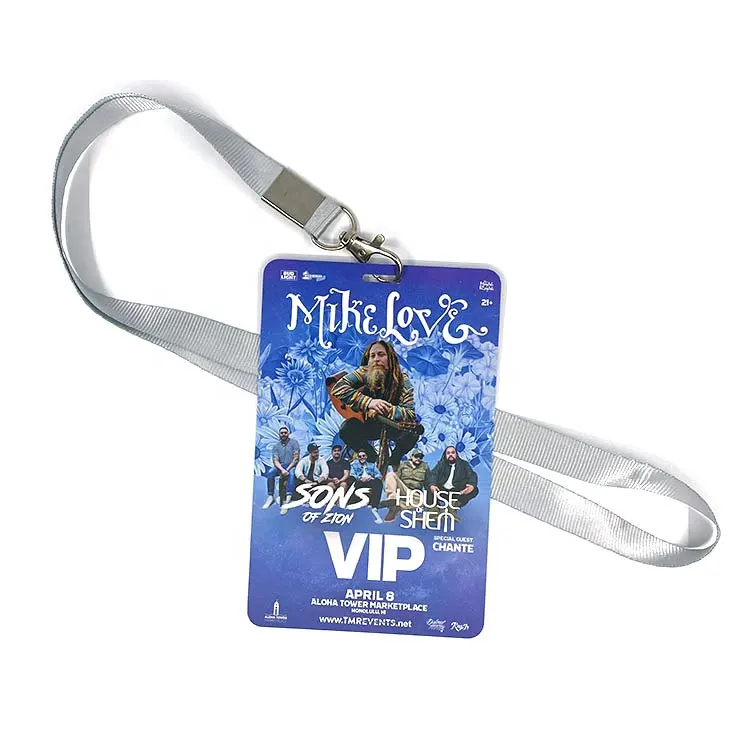 구멍 펀치 플라스틱 PVC 이벤트 무대 뒤에서 배지 VIP 패스 카드 사용자 정의 디자인으로 인쇄