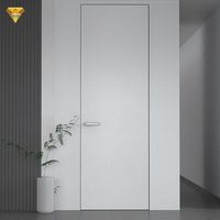 Porte cachée intérieure minimaliste de luxe, porte à charnières affleurante haut de gamme, cadre en aluminium et bois sans cadre, invisible, étanche, insonorisée, chambre à coucher