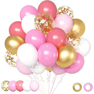 Super <span class=keywords><strong>Septiembre</strong></span> 12 pulgadas Rosa Blanco y confeti <span class=keywords><strong>fiesta</strong></span> látex globo decoración conjunto - Product Image 4