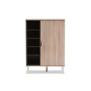 Modern Minimalist Wooden Shoe Cabinet Shoe Rack With 1 Closed Cabinet And 5 Open Shelves