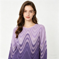 Pull en mohair à col rond pour femme, élégant, avec strass et rayures ondulées, finition artisanale, effet duveteux et scintillant, vente en gros