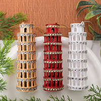 Ornement de Noël en forme de Tour de Pise, pendentif scintillant en strass, décoration de Noël pour la maison, cadeau en stock