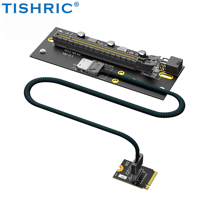 M.2 M-Key 2230 to PCI-e 4.0 X16 with Oculink SFF-8612 Extension Cable As External Graphics Card, SFF-8612 Right Orientation