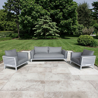 Nouveau Design Salon de Jardin d'Extérieur Moderne, Canapé Lounge de Luxe en Aluminium 3 Places pour Terrasse et Cour