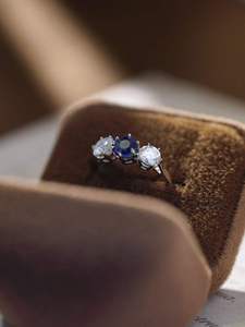 Anillo de Boda Xinfly con Diamantes de Moissanita y Zafiro Personalizados, Oro Blanco Real de 18k - Product Image 2