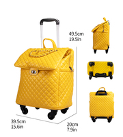 Valise trolley bleu roi de 20 pouces, bagage souple en cuir PU, idéale pour les étudiants américains des sororités et des universités