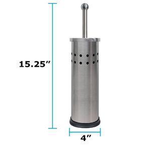 Support de brosse WC cylindrique portable moderne personnalisé avec brosse en microfibre et outil de nettoyage WC en acier inoxydable 410, modèle 823 USA - Product Image 3