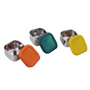 Stainless Steel Glossy Classic Food Container with Silicone <b>Lid</b> for Freshness Preservation Rectangle Shape 0-1L Capacity - Product Image 3