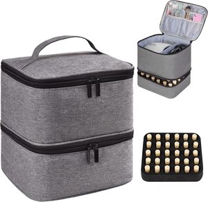 Free Sample Outdoor Carrying Manicure Tools Travel Cosmetic <b>Organizer</b> Removable Divider Double Layer <b>Nail</b> <b>Polish</b> Storage Bags - Product Image 1