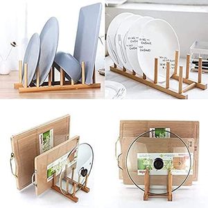 Bamboo Dish <b>Rack</b> <b>Plate</b> Holder Quick Dry Draining <b>Rack</b> Kitchen Storage Stand - Product Image 4