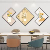 Fábrica vende reloj de tres paneles y reloj pintura de porcelana de cristal sala de estar moderna reloj minimalista pintura de pared
