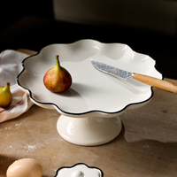 Assiettes de service en porcelaine blanche LovingHome, style minimaliste, bord nuage, durables et résistantes à la chaleur