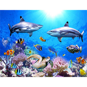 Delfino del Diamante Pittura di Pesce Tartaruga Esercitazione Completa 5D di Arte Del Diamante Del Fumetto Pittura Ricamo A Mano Regalo Arredamento Della Camera - Product Image 1