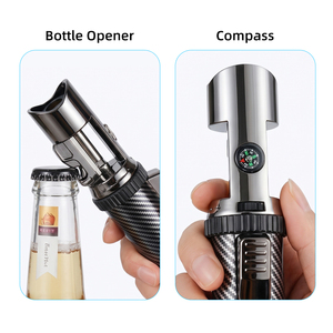 Briquet torche de survie portable avec boussole, ouvre-bouteille, flamme réglable, briquet torche au <span class=keywords><strong>butane</strong></span> coupe-vent pour le camping et la randonnée - Product Image 3