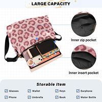 Sac à bandoulière rose imprimé léopard, sac à main léger avec fermeture éclair et sangle réglable pour femme, idéal pour un usage quotidien