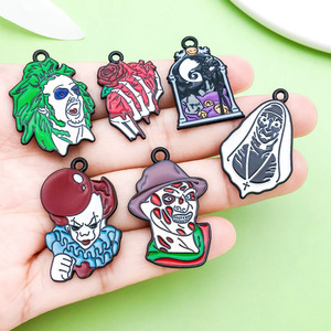 Pendentifs Halloween Crâne Clown en Alliage de Zinc avec Effet Goutte d'Huile, Accessoires de Bijoux DIY pour Projets Créatifs - Product Image 2