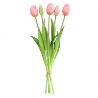 Bouquet de tulipes artificielles au toucher doux, fleurs artificielles en latex PE et silicone, 5 têtes, arrangement floral décoratif pour la maison