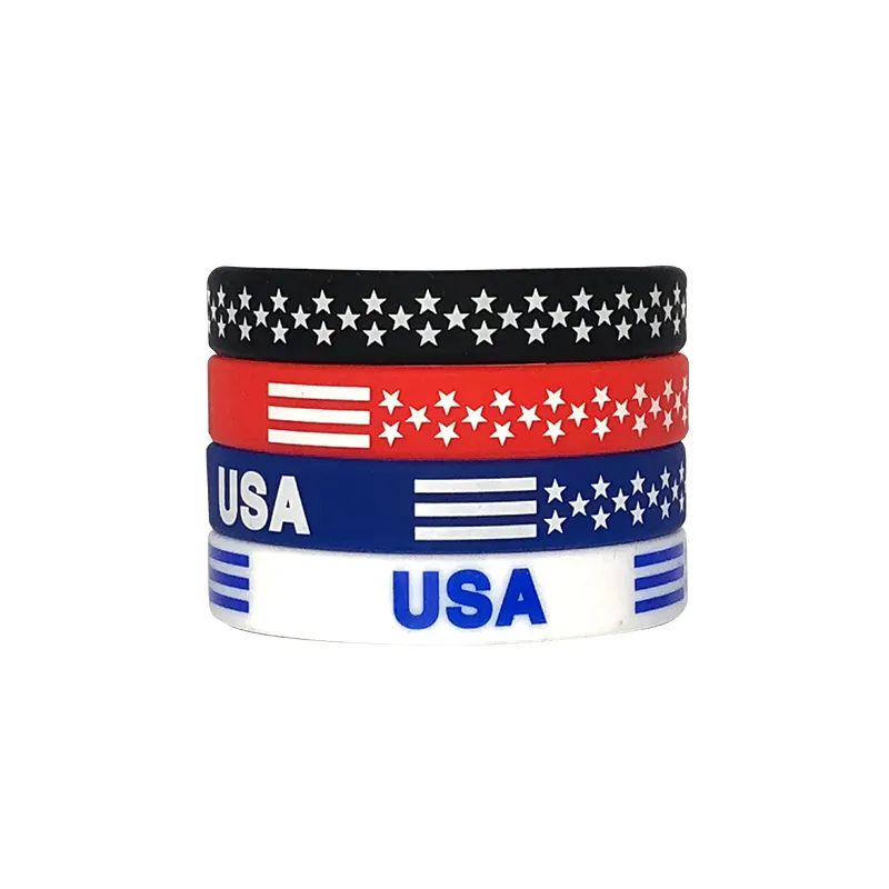 Cờ Vòng đeo tay thể thao wristbandsilicone Vòng đeo tay Cổ tay cao su Cuộc Bầu Cử dây đeo cổ tay với in Silicon dây đeo cổ tay biểu tượng tùy chỉnh