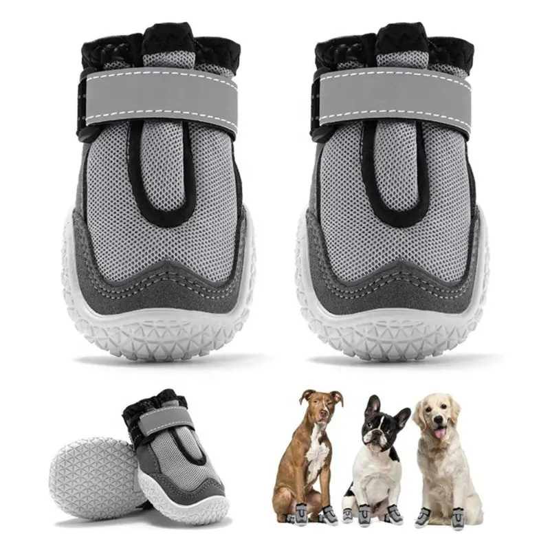 Zyzpet botas para cães, sapatos para cachorros com faixa reflexiva, resistentes ao calor com solas de borracha