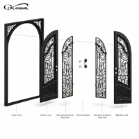 Portail double en acier forgé français européen avec vitrage pour villa, cour, appartement, taille sur mesure
