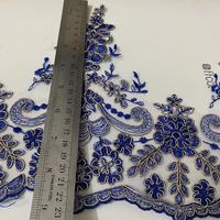 Bordure en dentelle florale brodée de fil doré exquis, 100 % polyester, style élégant et raffiné, pour robe de soirée, textile de maison, tenue de danse