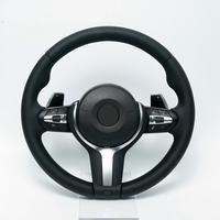 Volant BMW en cuir avec surpiqûres bleues, palettes de changement de vitesse multifonctions, M Sport, forme D, remplacement amélioré pour la plupart des modèles