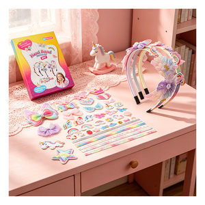 Kit de Fabrication de Bandeaux Princesse pour Filles – Nœuds à Paillettes, Autocollants Arc-en-ciel, Fleurs en Mousse – Fournitures de Fête, Cadeau, Jouet - Product Image 5