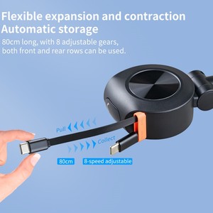 Cargador de Coche Retráctil 4 en 1 Multifunción de 69W con Encendedor de Cigarrillos, Carga Rápida PD de 30W, USB C, Fabricante OEM ODM - Product Image 2