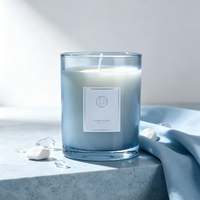 Bougie en verre lourd rond vide de luxe moderne de 6,8 oz (200 ml) avec couvercle en liège personnalisé et logo couleur