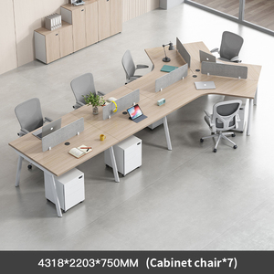 Bàn làm việc văn phòng hiện đại <span class=keywords><strong>7</strong></span> người có thể chuyển đổi với tủ mô-đun và nội thất văn phòng cao cấp - Product Image 4