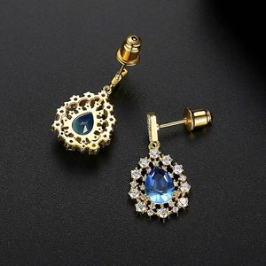 Boucles d'oreilles pendantes tendance Palace, plaquées or 18 carats, cuivre incrusté de zircon, style coréen vintage, colorées, cadeau idéal - Product Image 4