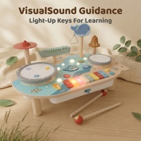 Guitare électrique en bois naturel pour enfants, instrument de musique de simulation, jouet rechargeable avec batterie, cadeau, planche d'activités avec lumière et son