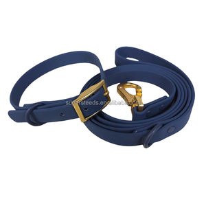 Ensemble de laisse et de collier de chien imperméables en gros d'usine laisse pour animaux de compagnie en PVC doux au toucher de haute qualité avec crochet pivotant verrouillable en or - Product Image 3