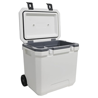 Glacières portables rotomoulées de 40 L, glacière en plastique d'extérieur pour vin/boissons, glacière isolée avec roues et poignée réglable