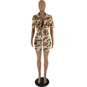 Camisa de manga corta de camuflaje informal, pantalones cortos, conjunto de dos piezas, camiseta sin mangas + pantalón corto de motorista, chándal a juego, ropa de calle - Product Image 4