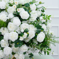 Prix d'usine, vente en gros personnalisée, décoration florale artificielle en soie, 90 cm, magnifique boule de fleurs artificielle blanche de grande taille