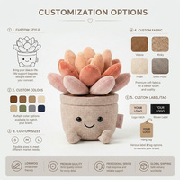 Peluche personnalisée en forme de plante succulente multicolore, style dessin animé, en pot, douce, en polyester, 11-30 cm, cadeau de fêtes, décoration intérieure, prix bas