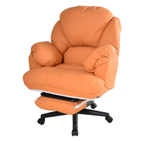 Fauteuil de bureau inclinable en cuir PU, confortable et grand, style nordique, avec repose-pieds, pour salon