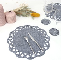 Tapis de table à manger rond résistant à la chaleur personnalisé en usine ensemble de napperons en feutre écologique imperméable et résistant à l'huile avec sous-verres